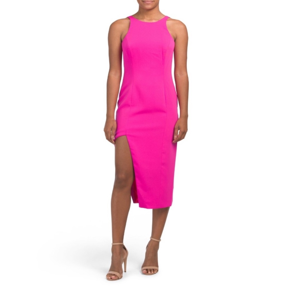 JAY GODFREY! HOT PINK Racer Slit Dress